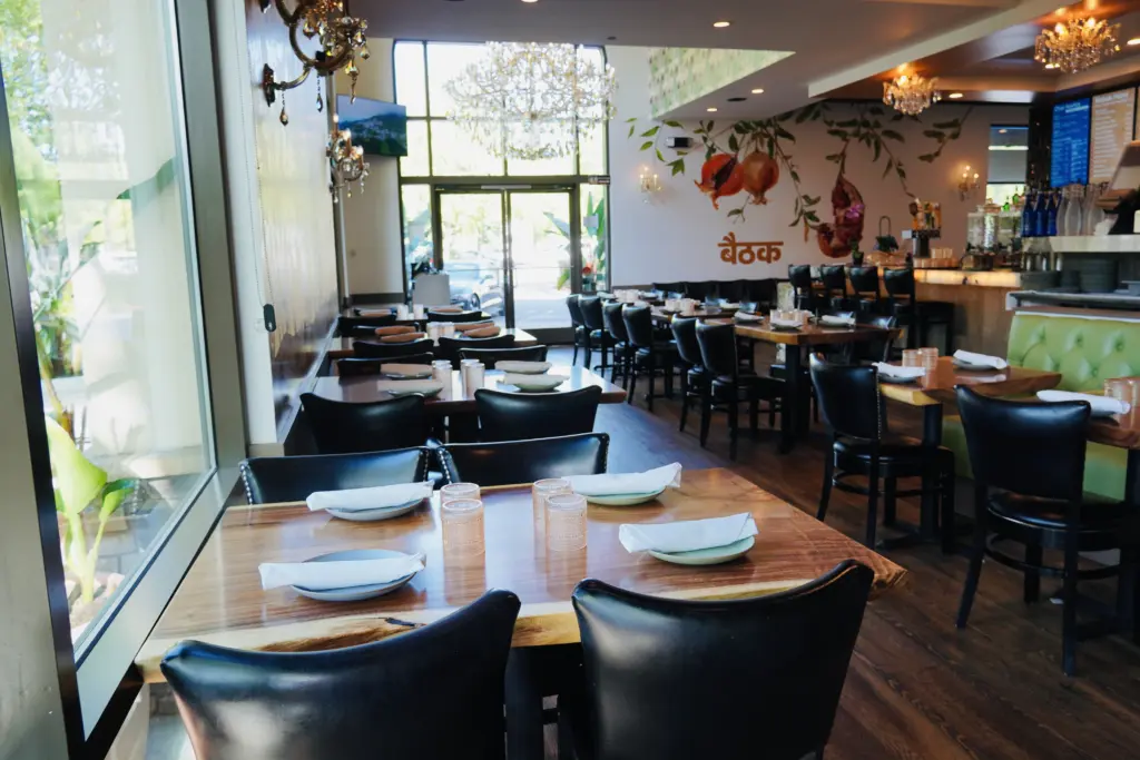 Indian lunch setup at Baithak restaurant in Dublin, CA